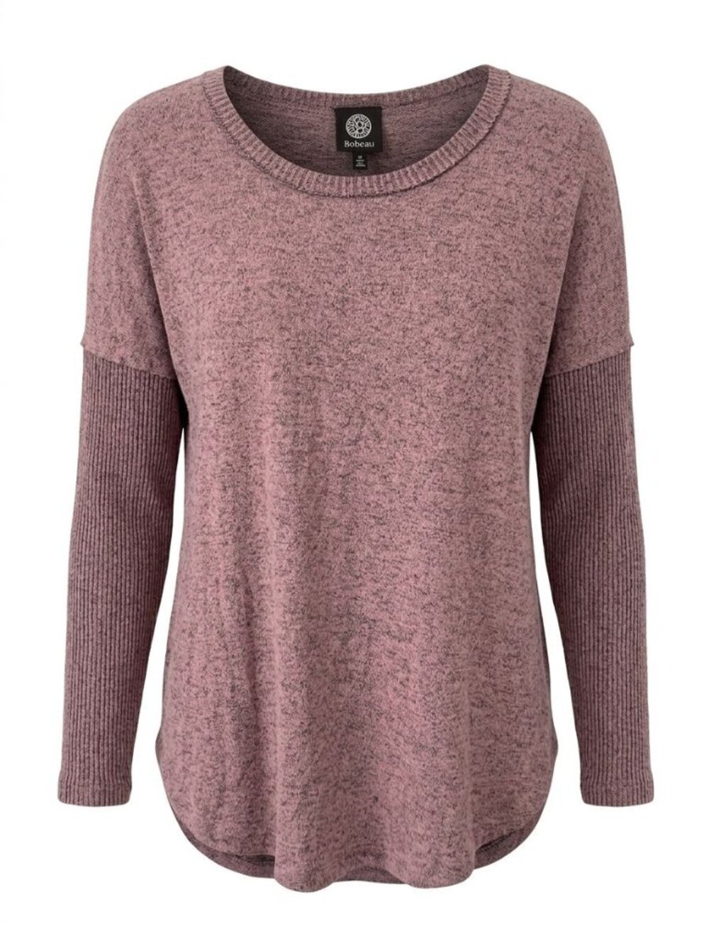 Bobeau Sweater Size Medium Pink Marled Drop Shoulder Scoop Neck Dolman Sleeve